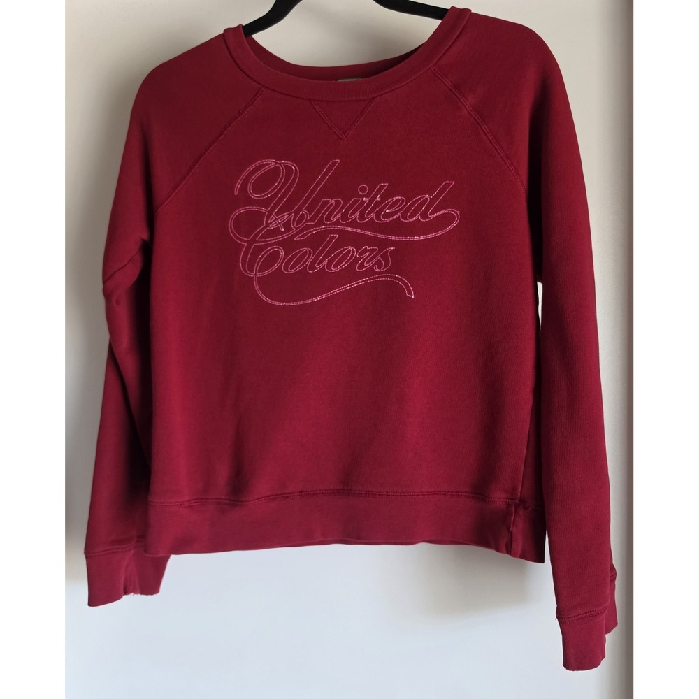 United Colors of Benetton Sweatshirt Women M Red Crew Neck Pullover Top